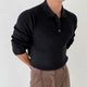 Men's Leisure Knit Polo Shirt Long Sleeve Button-down Premium Luxury Solid Color Popular Pullover Knitwear Streetwear Clothing - Ricks Fashion